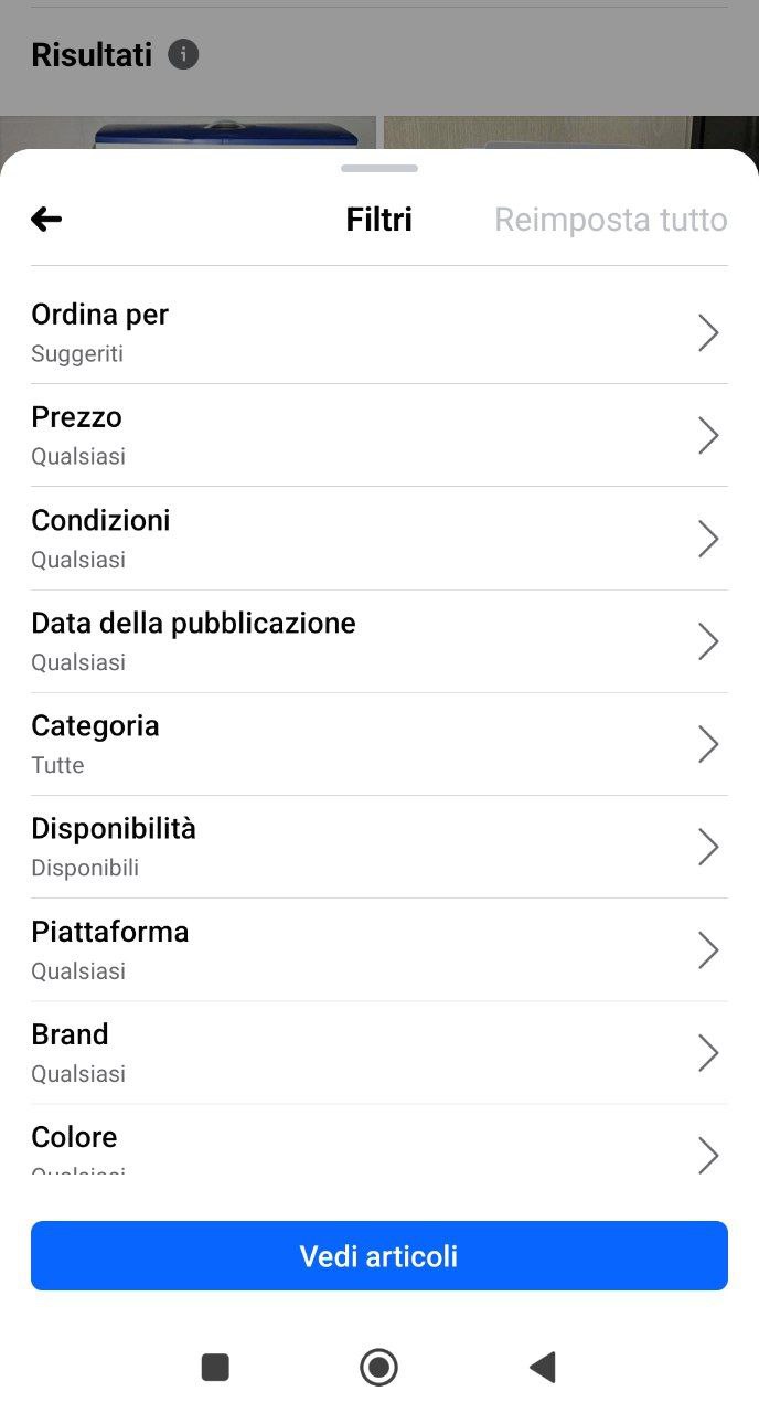 Filtri marketplace Filtri marketplace