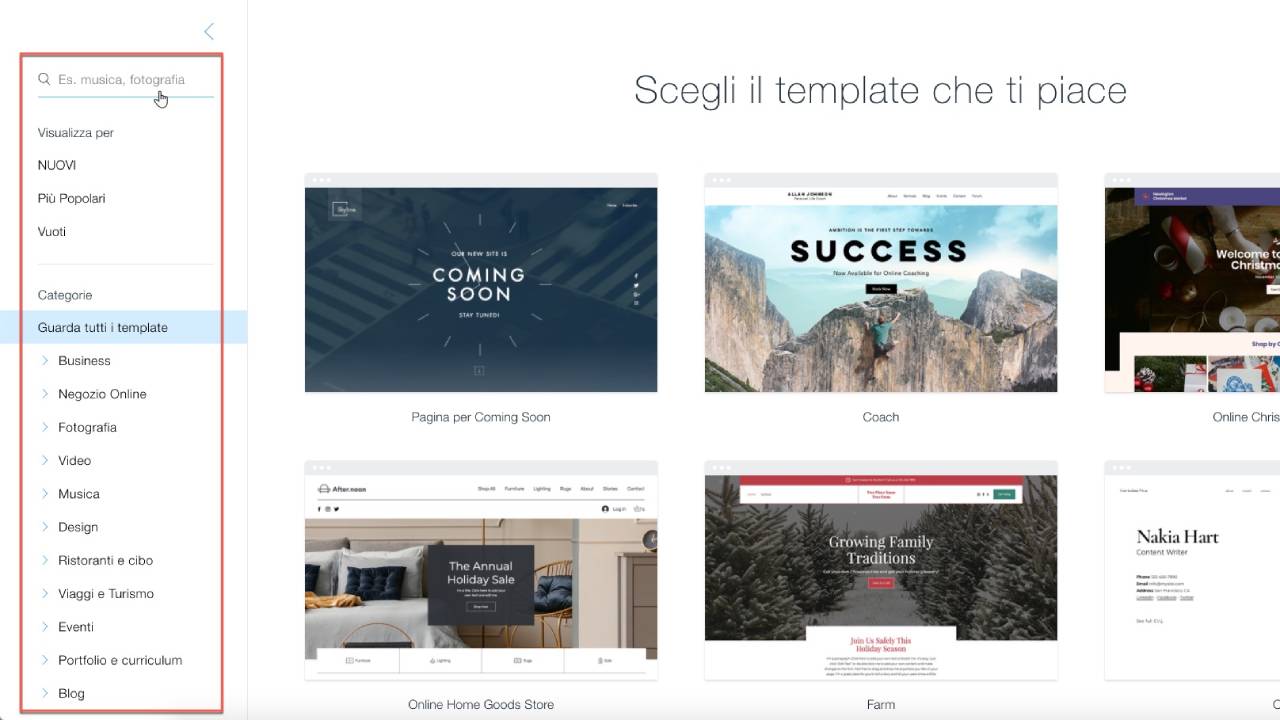 Come scegliere i templates Come scegliere i templates