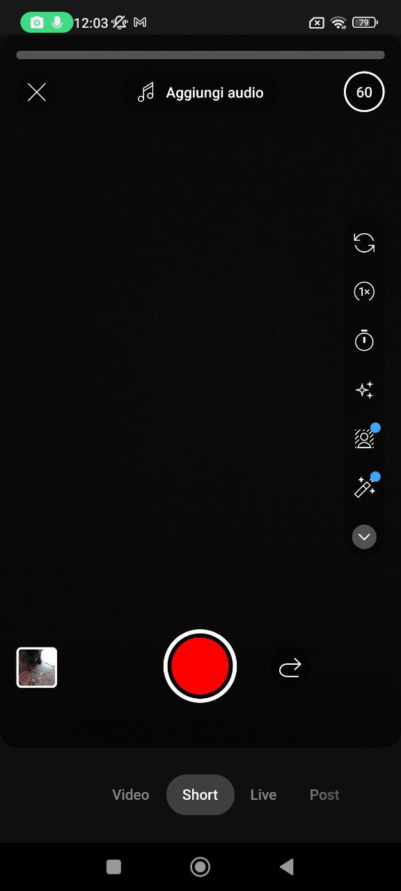 Caricamento short da Android