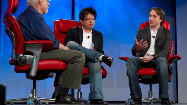 Steve Chen e Chad Hurley nel corso di una conferenza