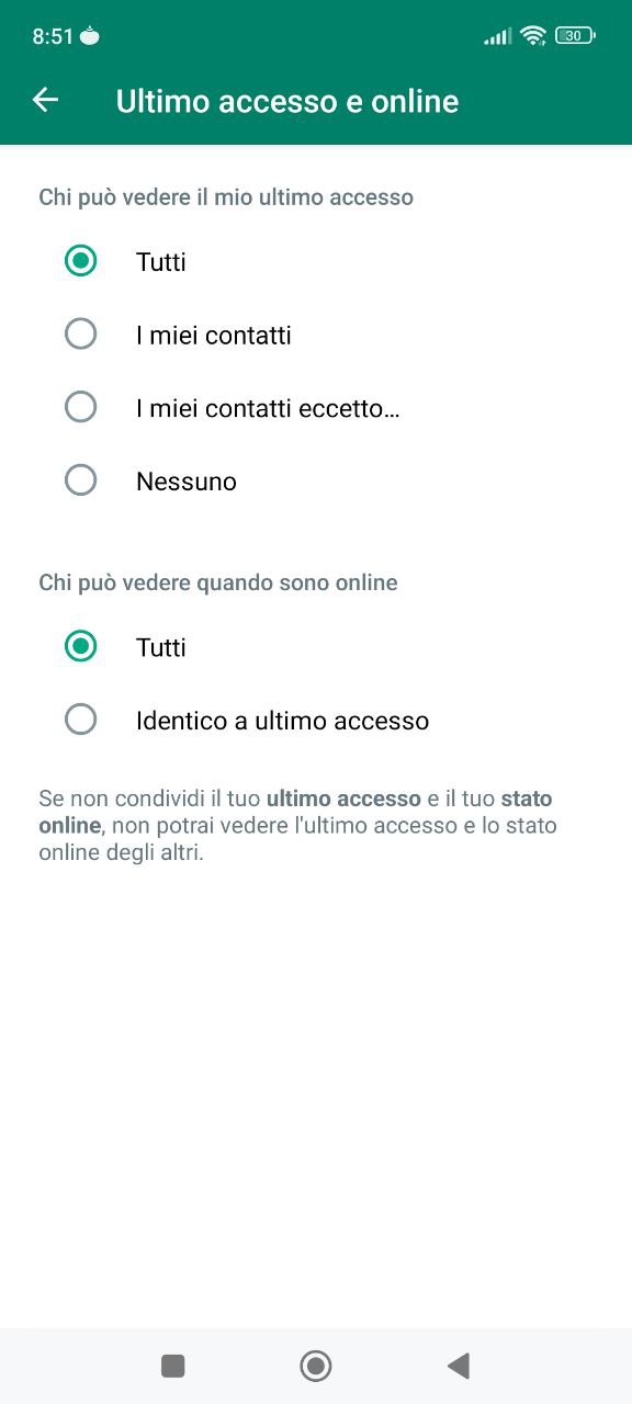 Stato online e ultimo accesso su Android