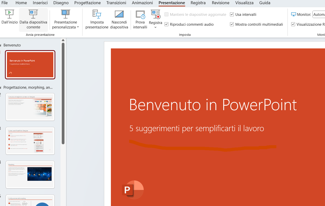 Avviare presentazione in PowerPoint