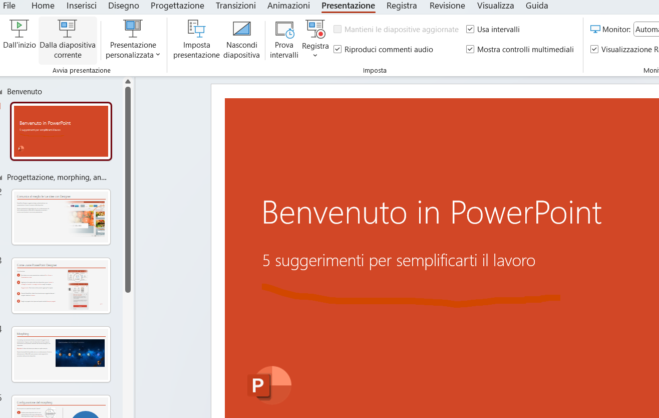 Avviare presentazione in PowerPoint Avviare presentazione in PowerPoint