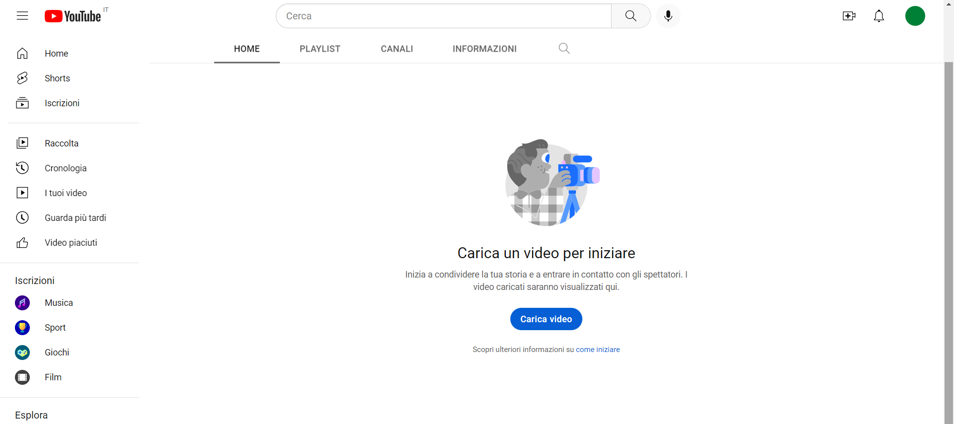 Caricare un video su YouTube
