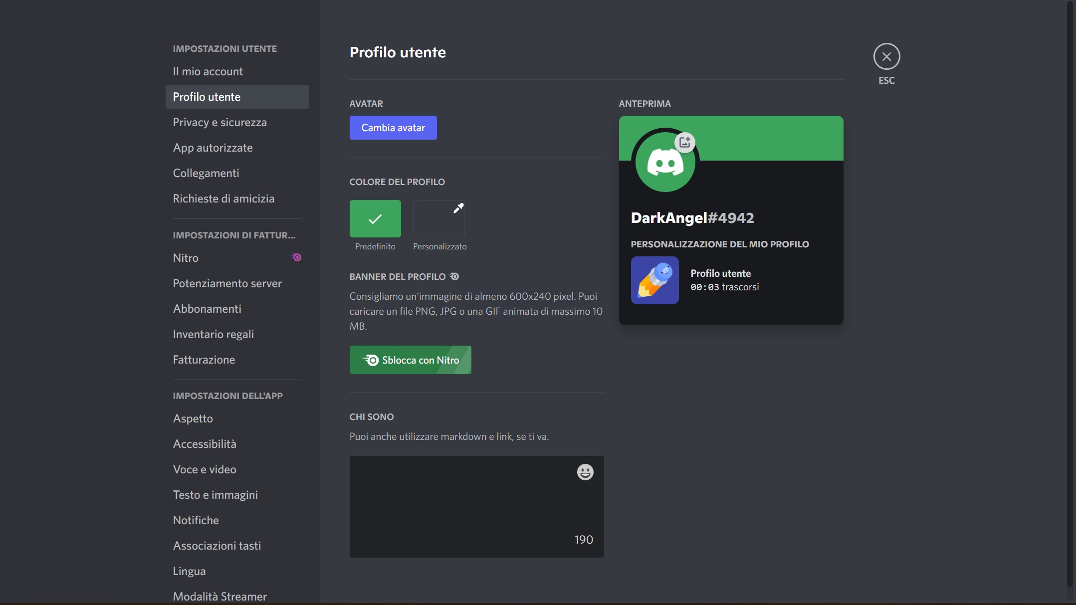 Profilo utente discord Profilo utente discord