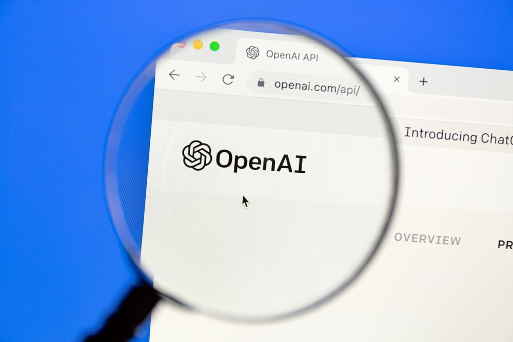 Dettaglio sito web OpenAI con ingrandimento sul logo
