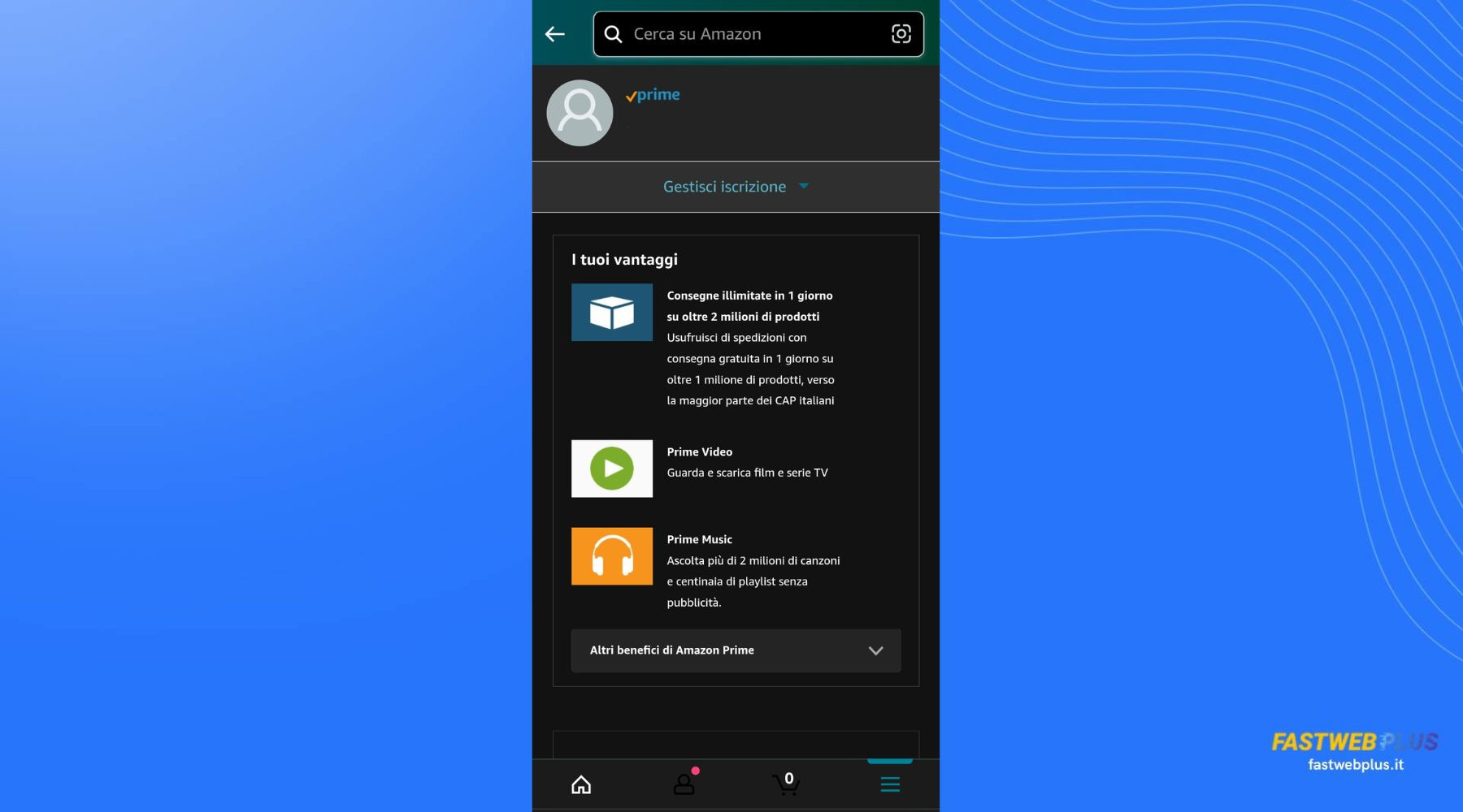 Amazon Prime applicazione Amazon Prime applicazione