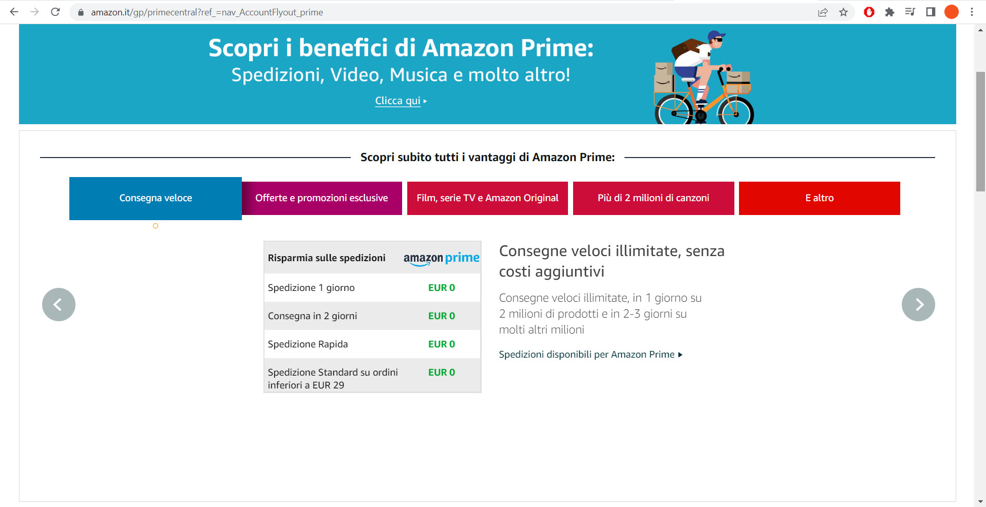 Iscrizione ad Amazon Prime da Pc