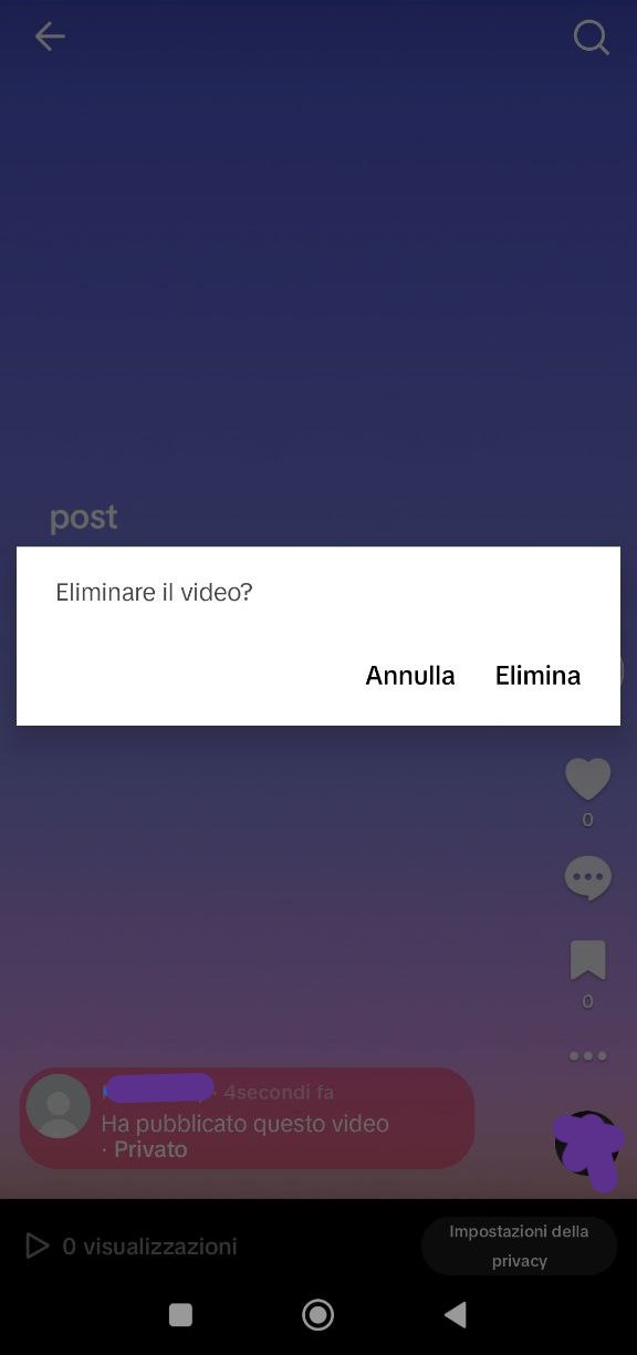 Eliminare video tiktok