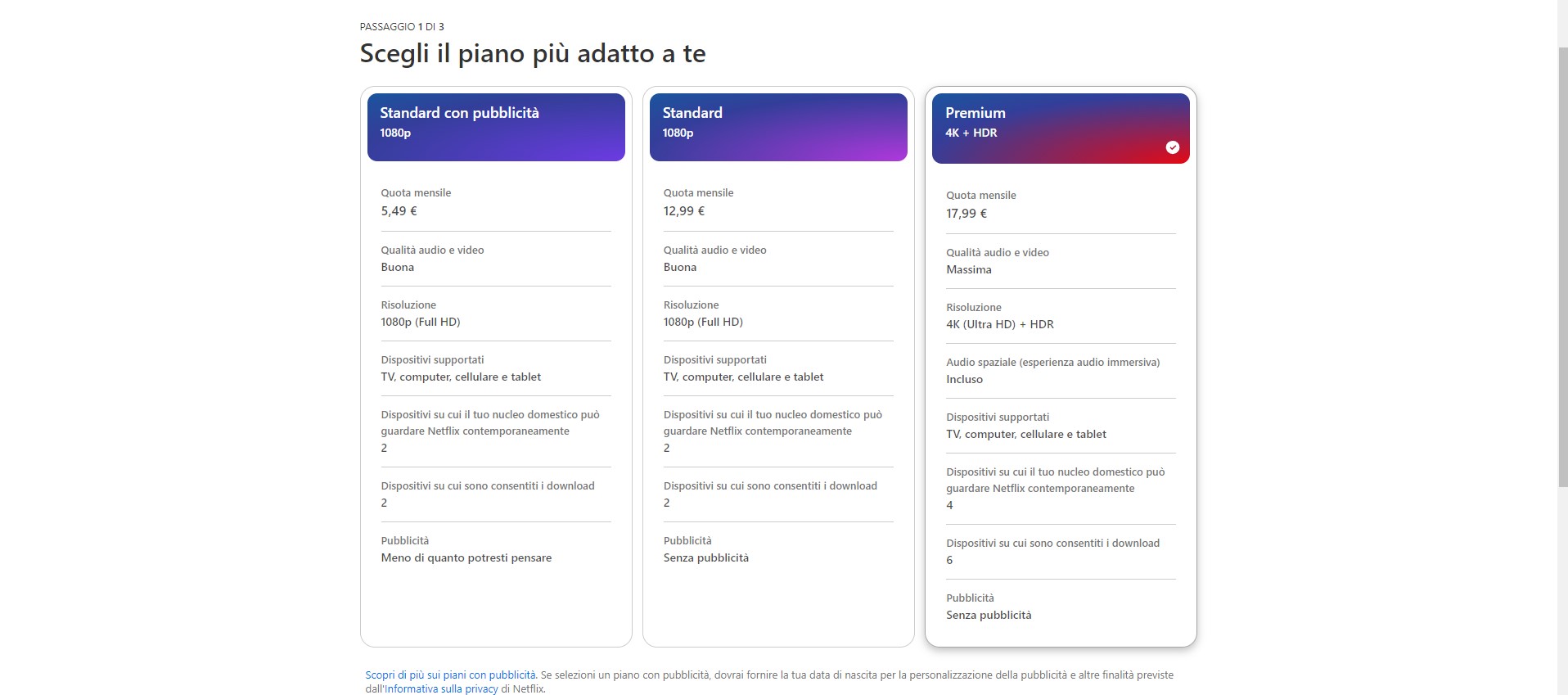 Piani di abbonamento Netflix Piani di abbonamento Netflix