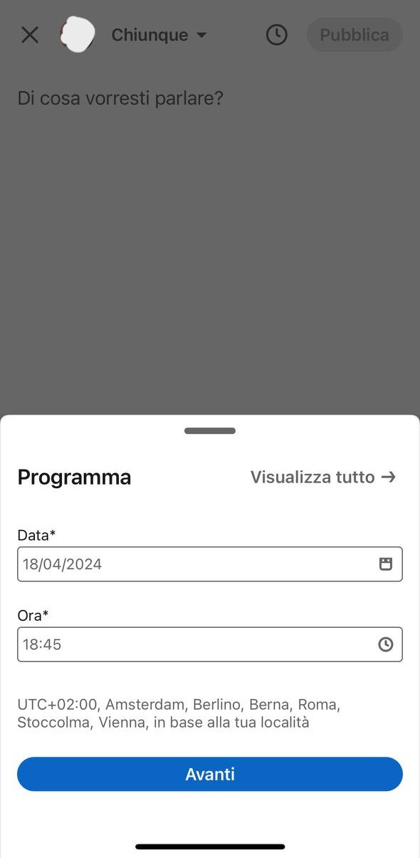 Programmare post su Linkedin