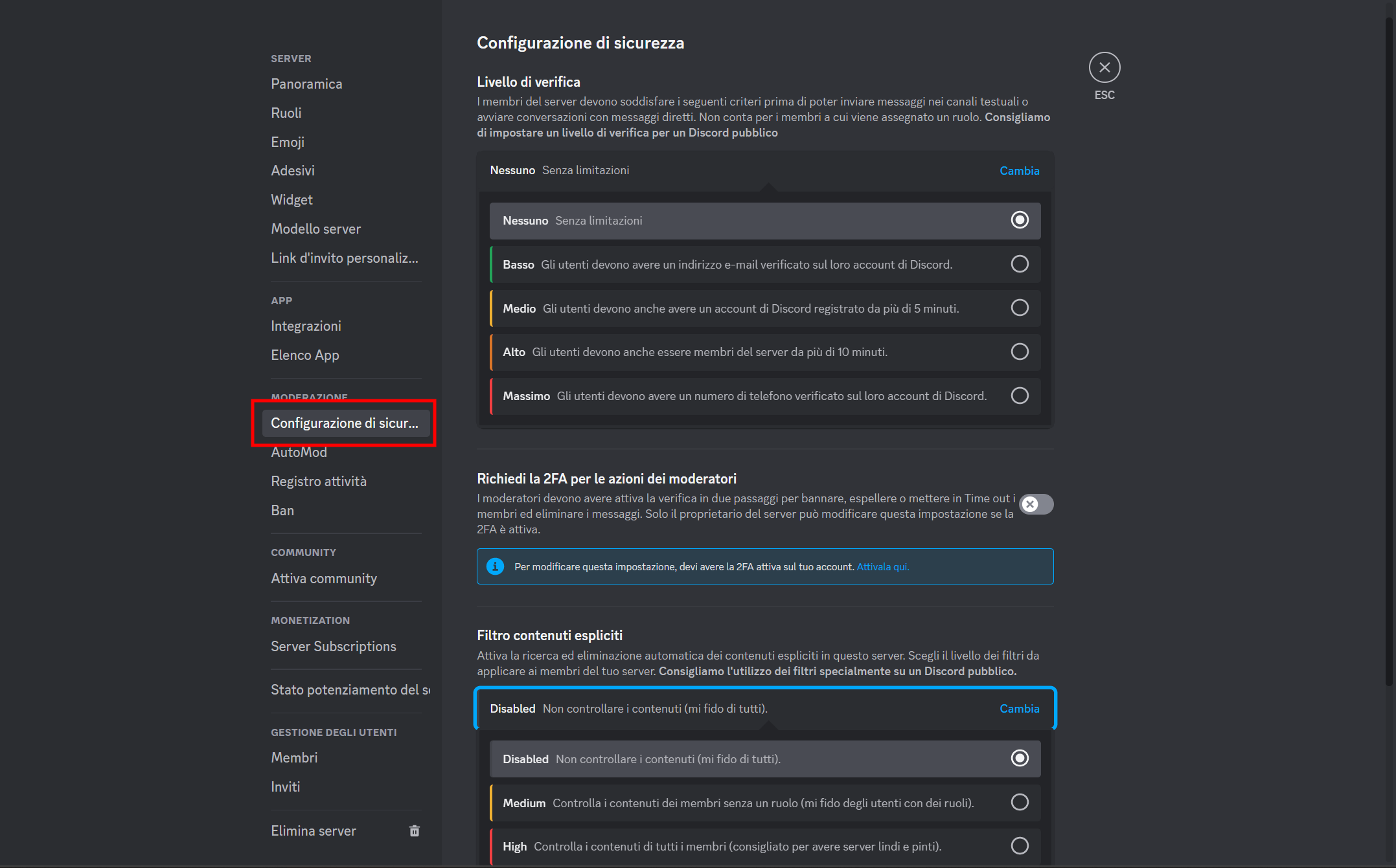 Migliorare la sicurezza del server Discord per prevenire lo spam