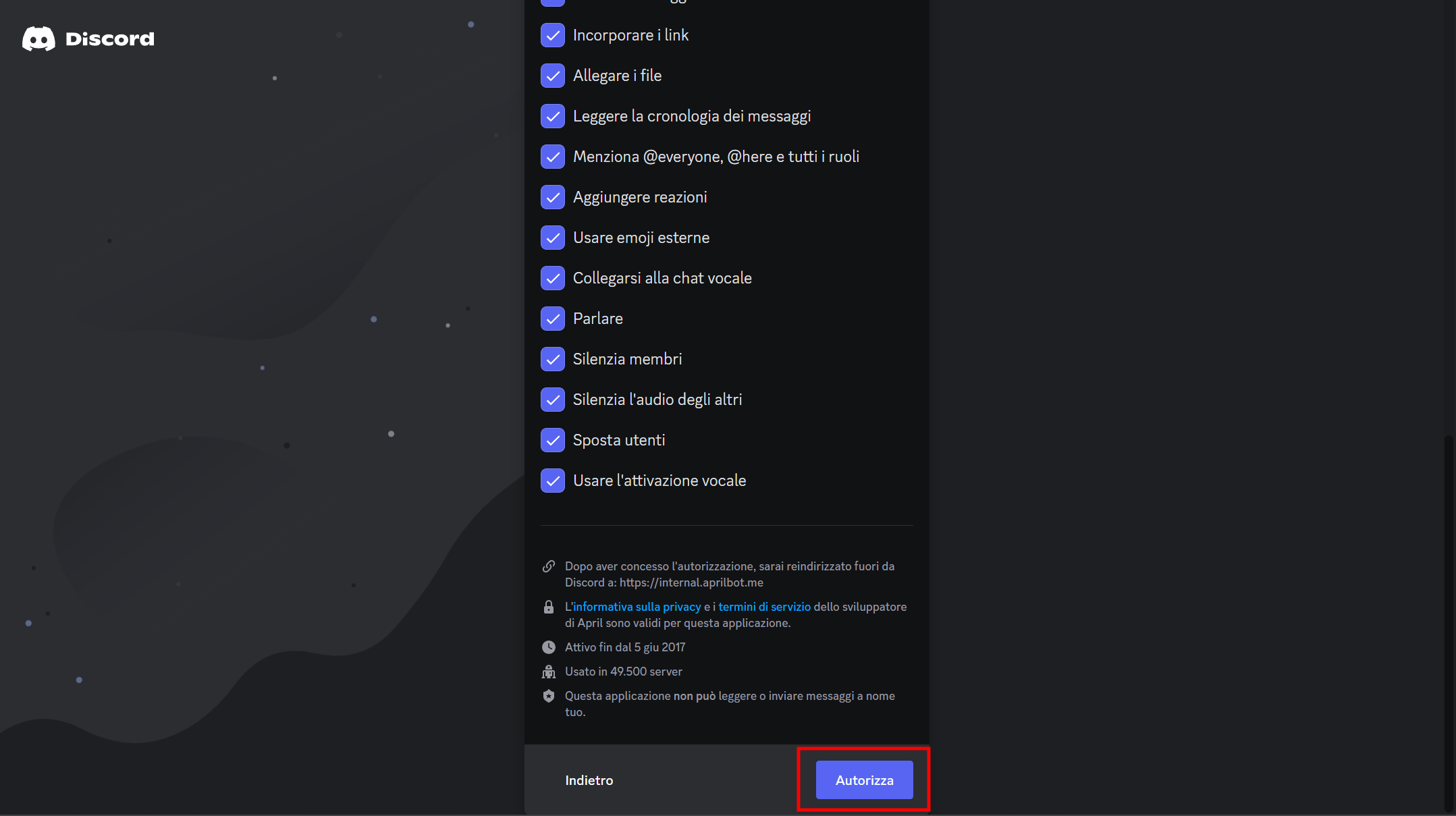 Concedere le autorizzazioni Concedere le autorizzazioni