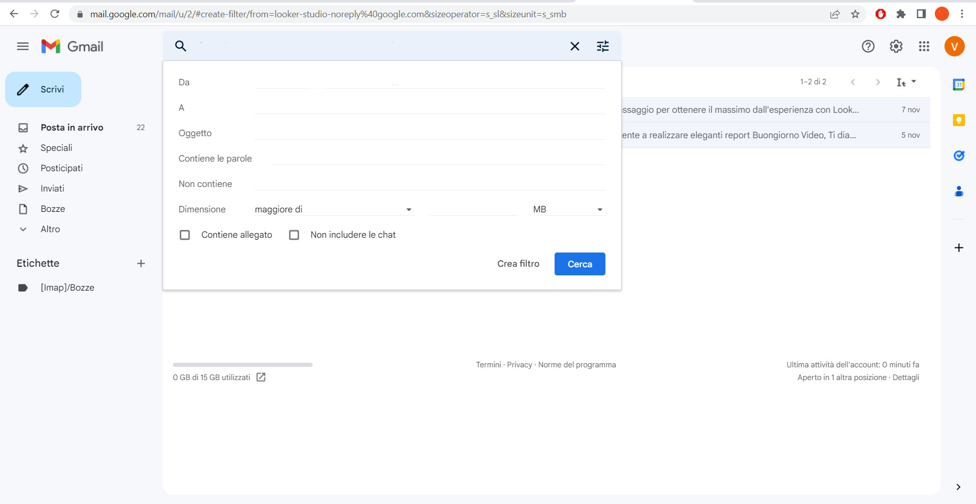 Filtri su Gmail