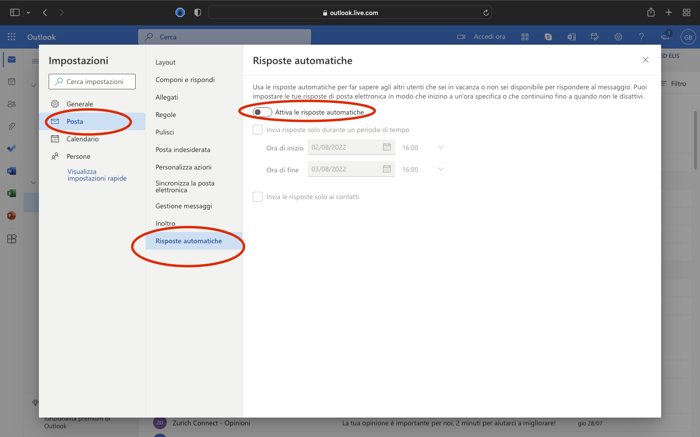 Impostare risposta automatica in Outlook Impostare risposta automatica in Outlook
