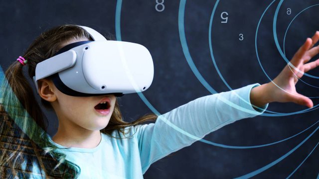 bambina con visore VR