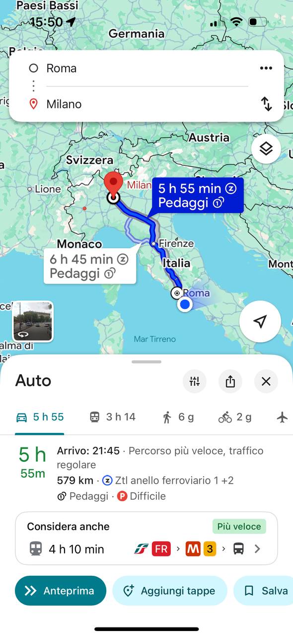 Pianificare viaggio con Google Maps