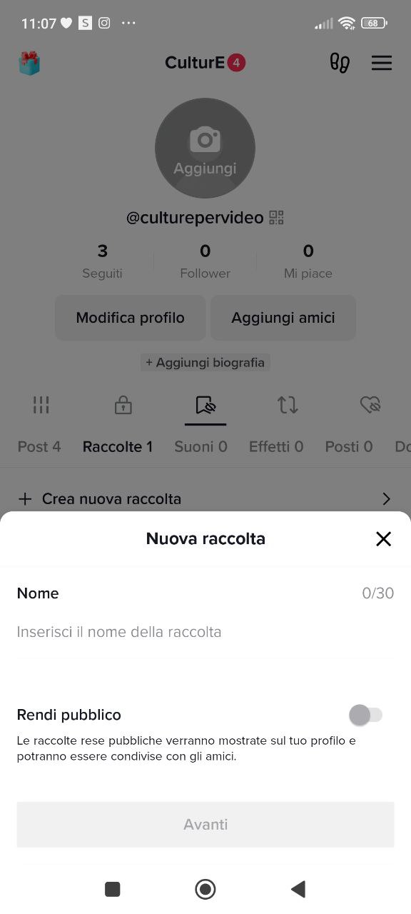 Creare raccolta preferiti su TikTok