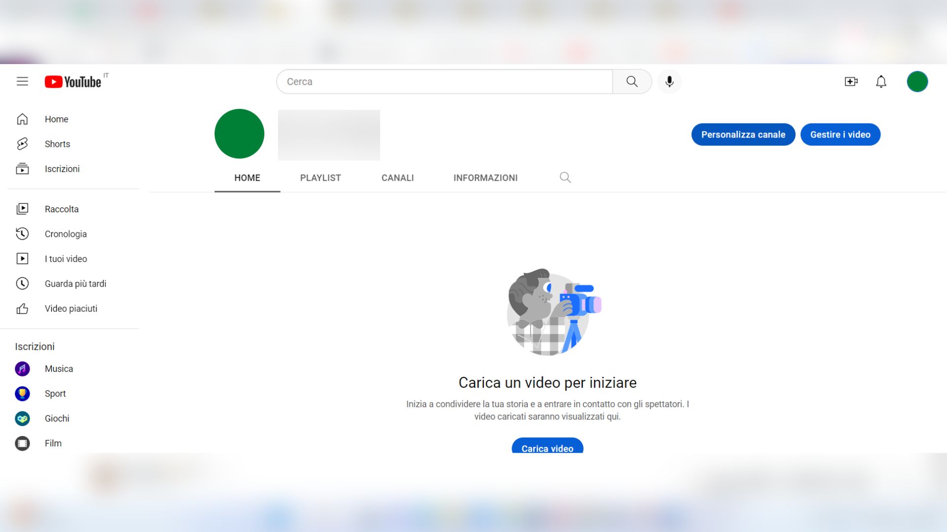 YouTube, gestione del proprio canale