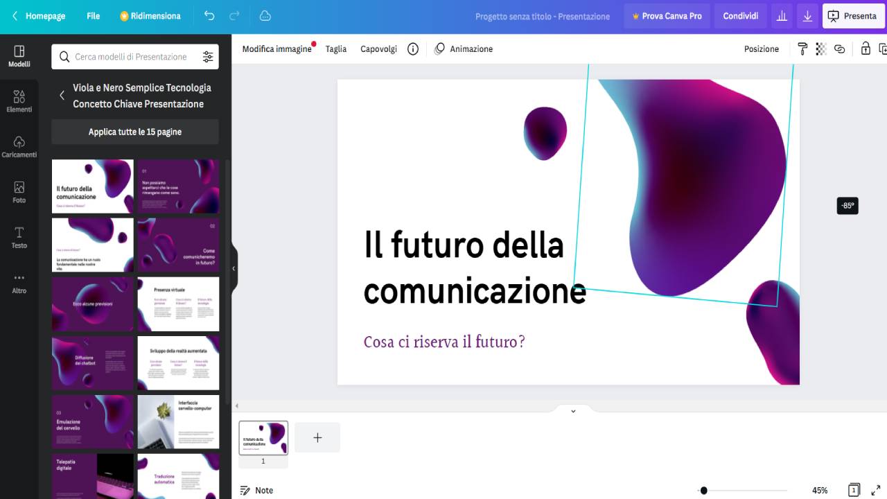 Come fare per girare il foglio in Canva
