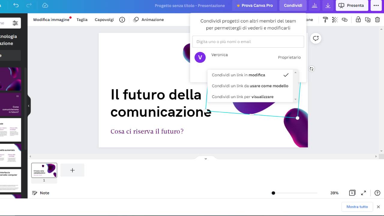Come fare per condividere un file con Canva