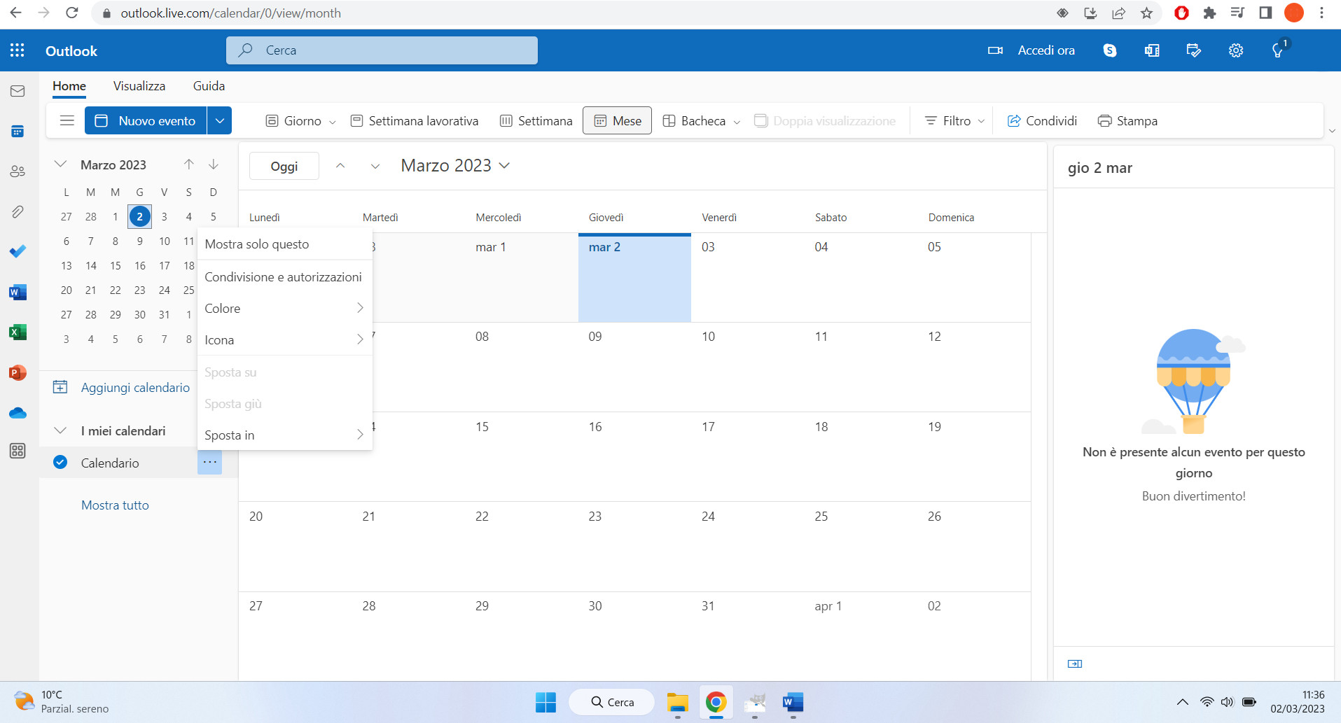 Come condividere calendario da Outlook.com