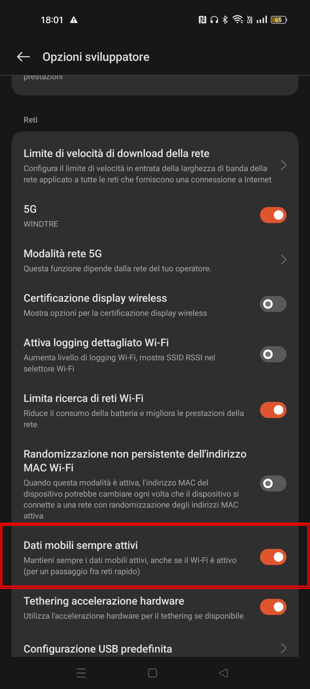 Attivare o disabilitare i dati mobili quando si è su Wi-Fi