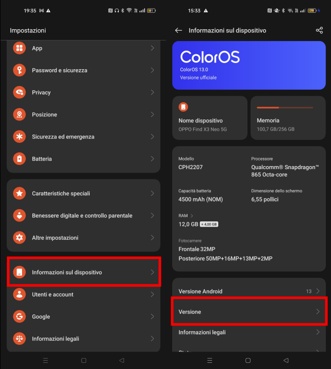 Abilitare le opzioni sviluppatori Abilitare le opzioni sviluppatori