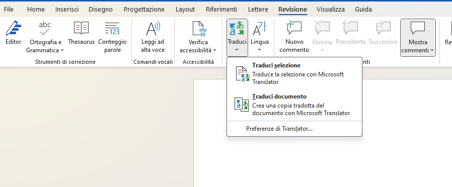 Traduzione di word