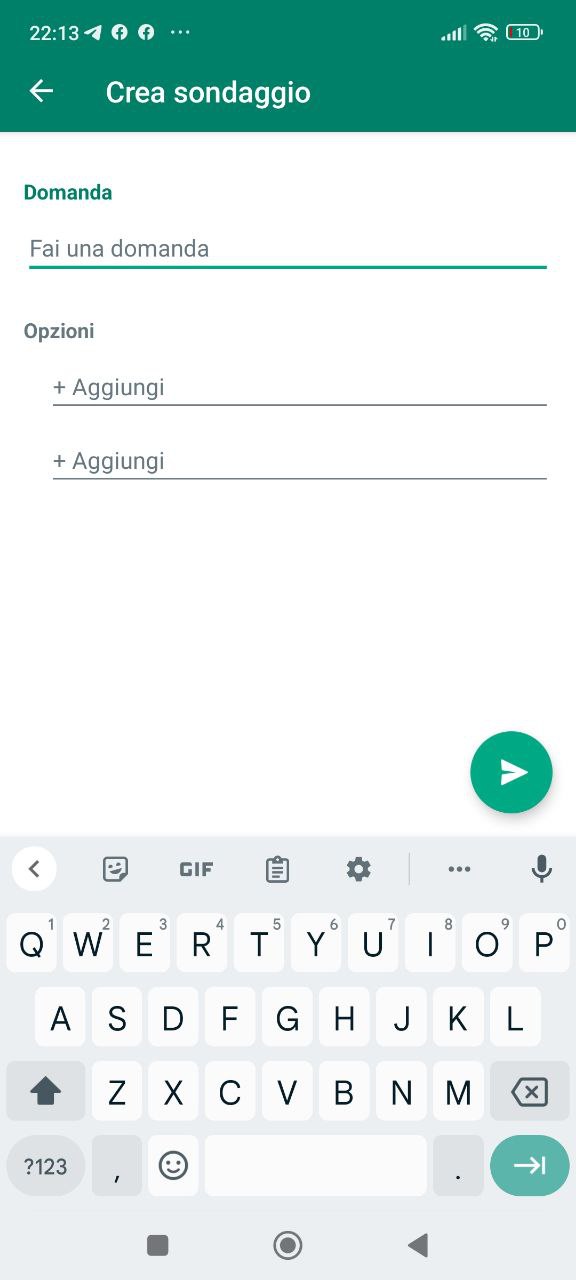 Sondaggio WhatsApp da smartphone