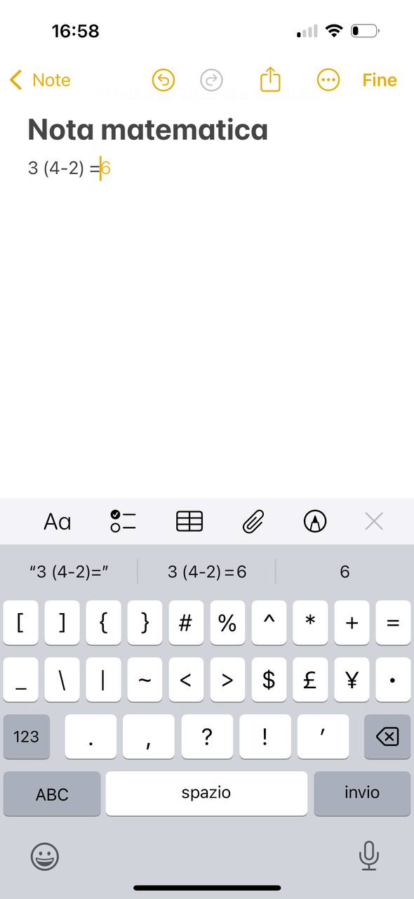 Nota matematica su iPhone Nota matematica su iPhone