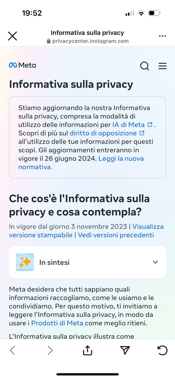 Informativa privacy Instagram Informativa privacy Instagram