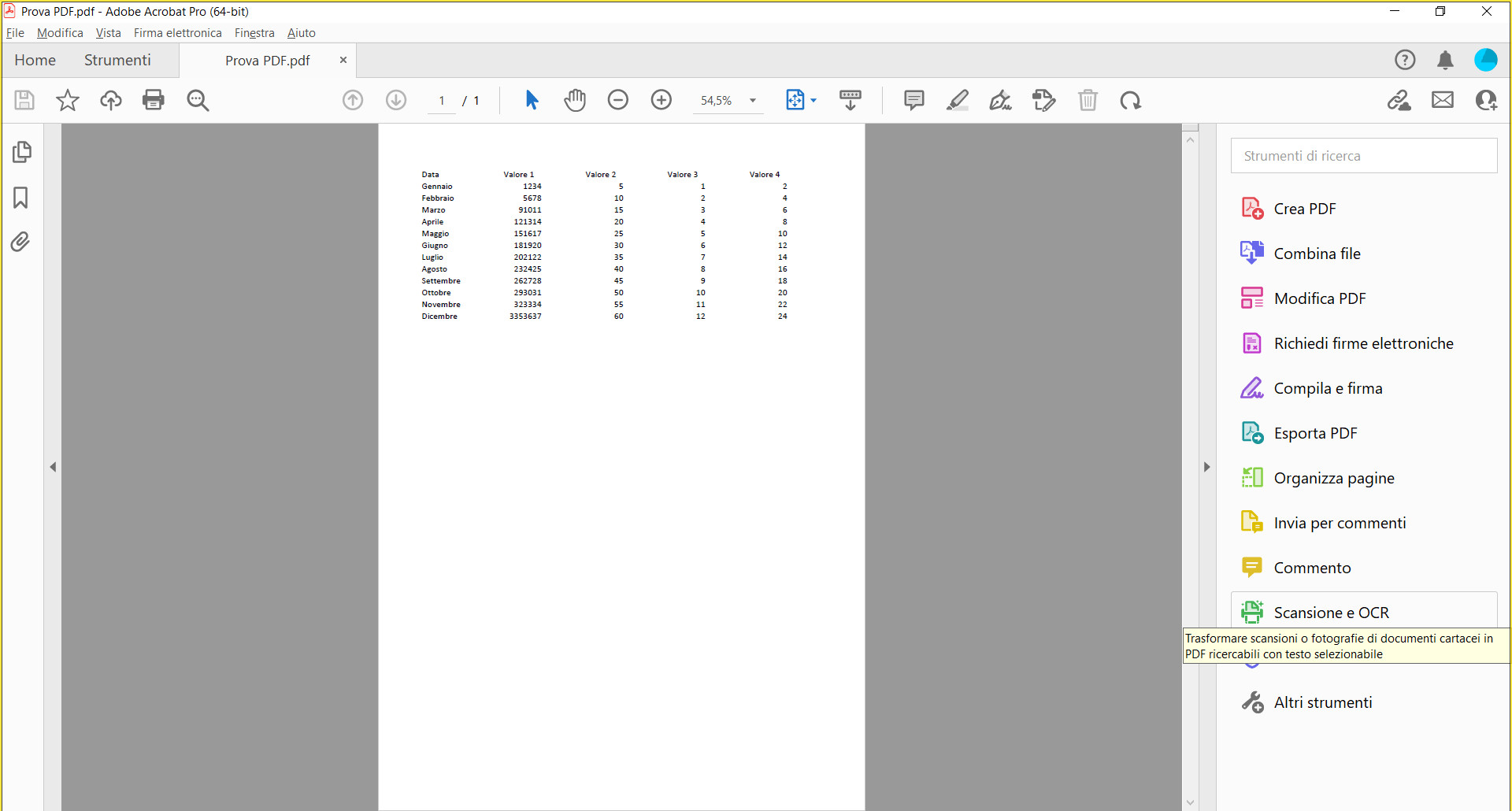 Convertire un PDF in Excel con la modalità OCR