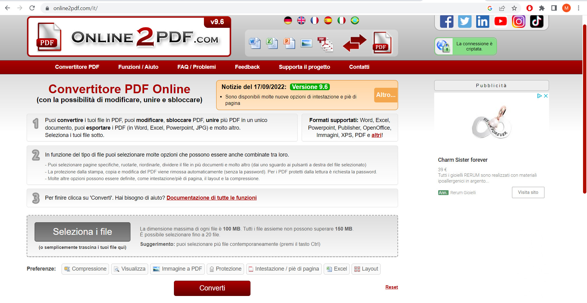 PDF in Excel con Online2PDF