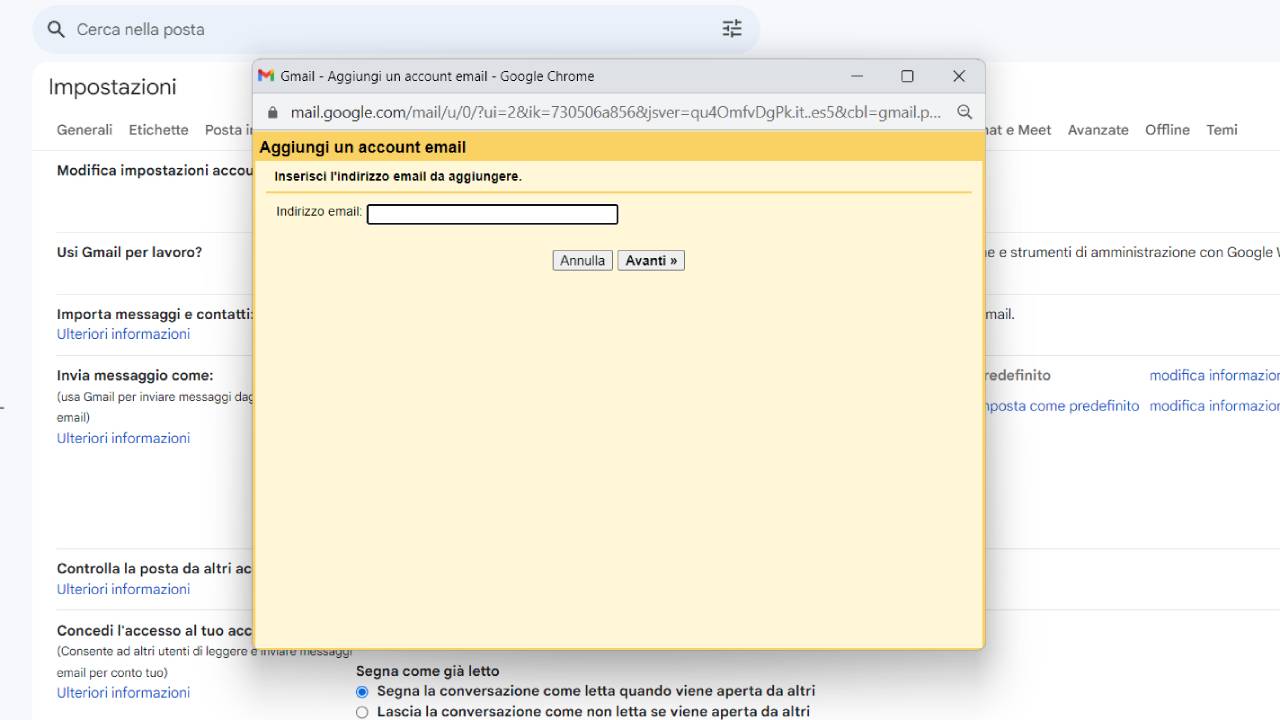 Gmail, aggiungere account