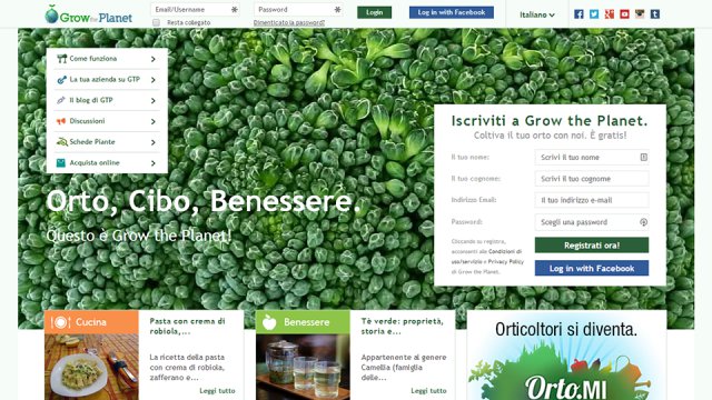 Homepage di Grow the Planet