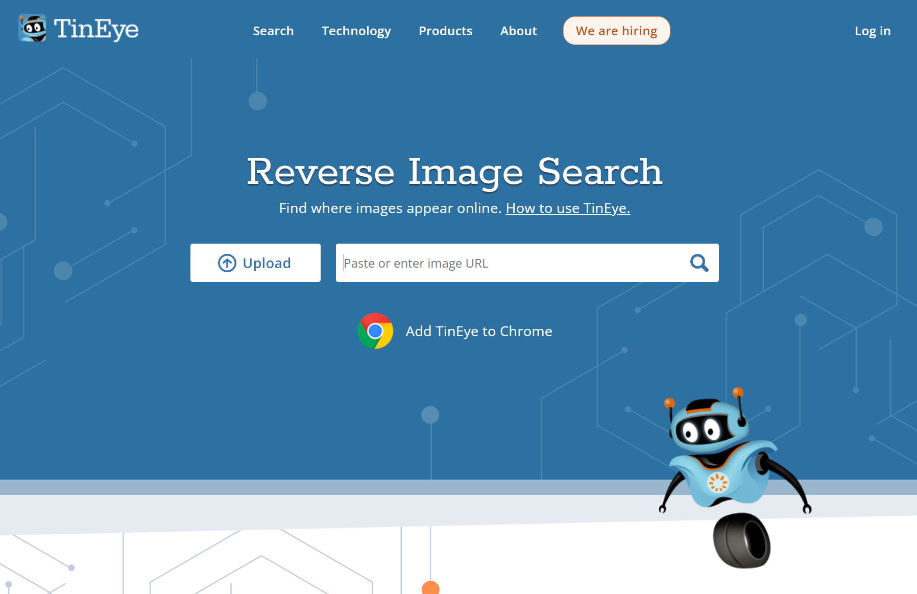 Schermata home tineye Schermata home tineye