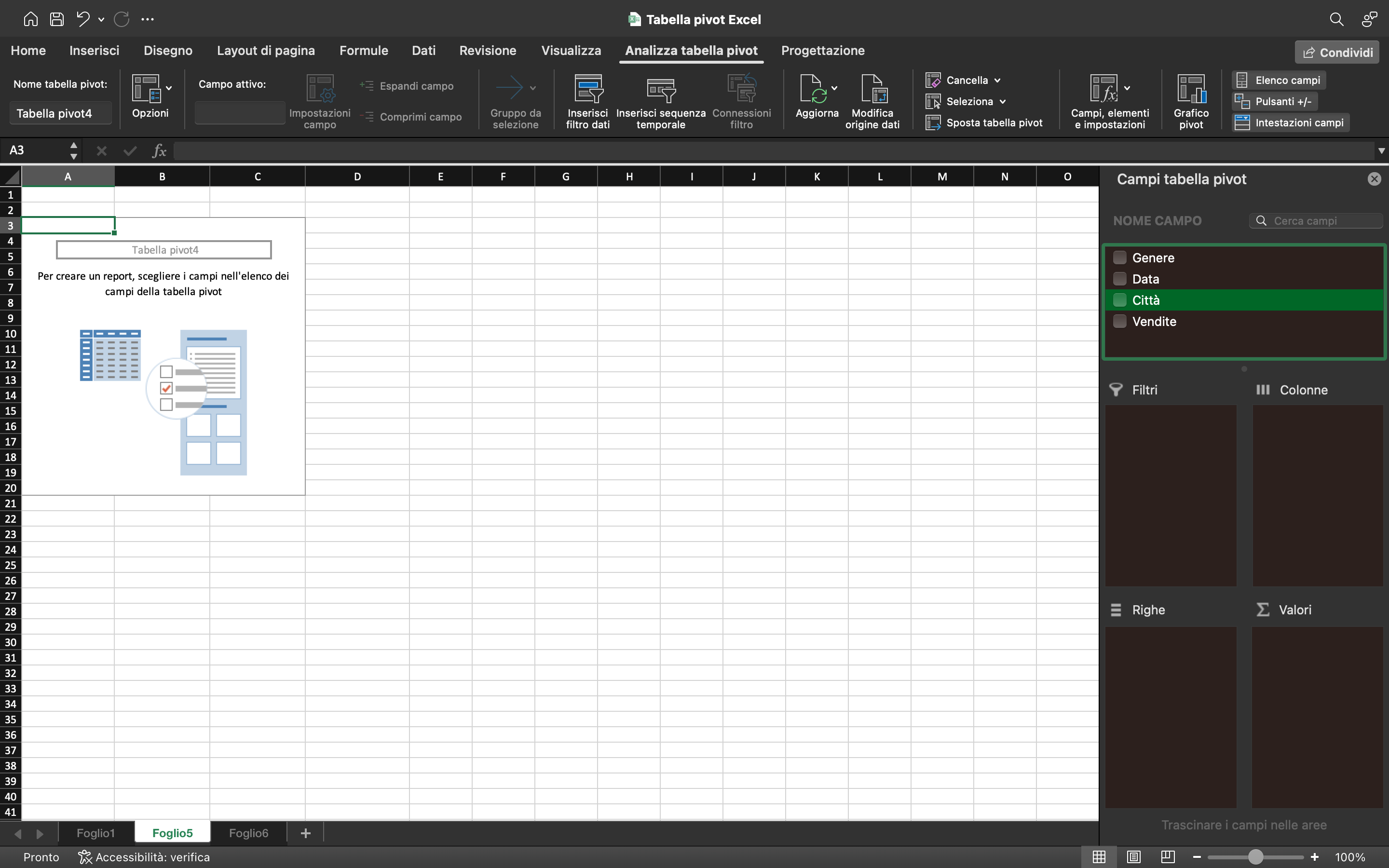Modificare una tabella pivot Excel Modificare una tabella pivot Excel