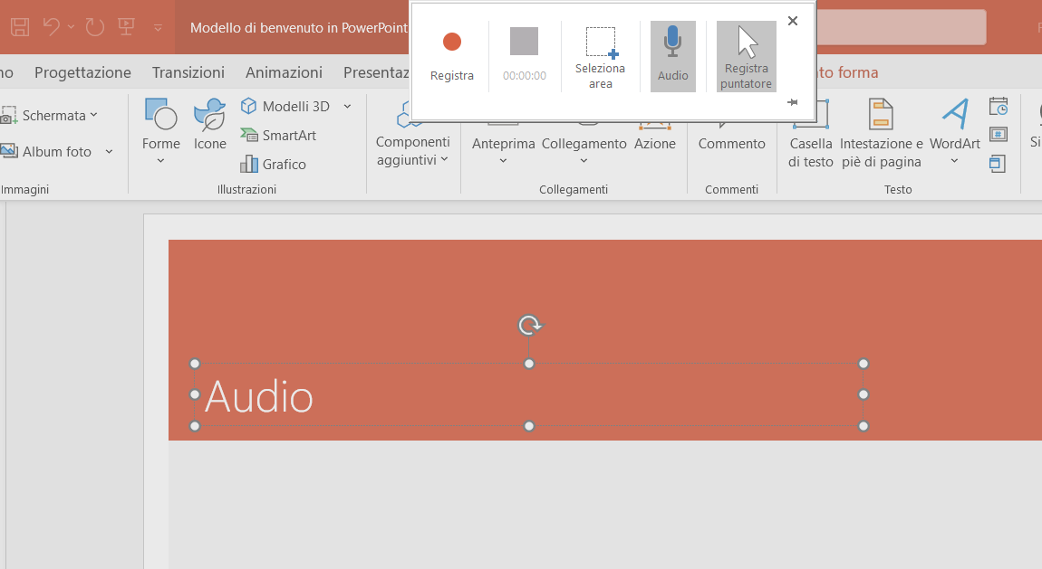 Inserire una registrazione schermo su PowerPoint