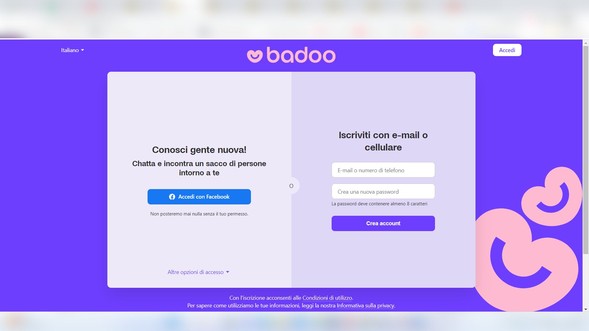 Iscrizione a Badoo