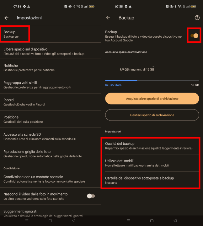 Backup delle foto su Android Backup delle foto su Android