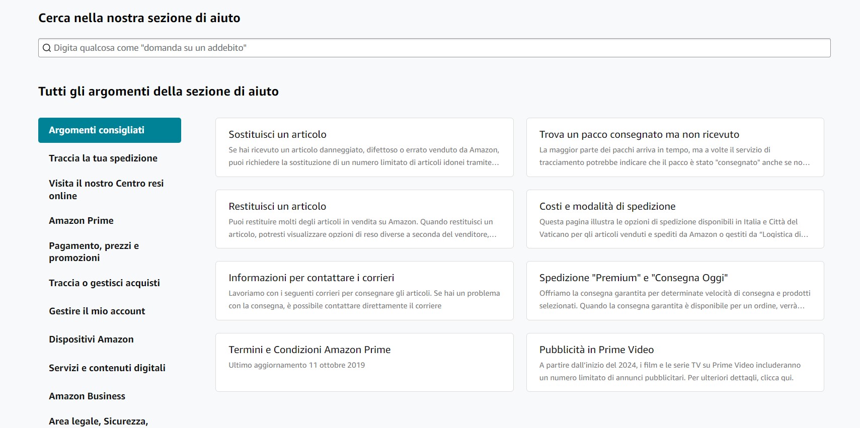 Servizio clienti amazon da desktop Servizio clienti amazon da desktop