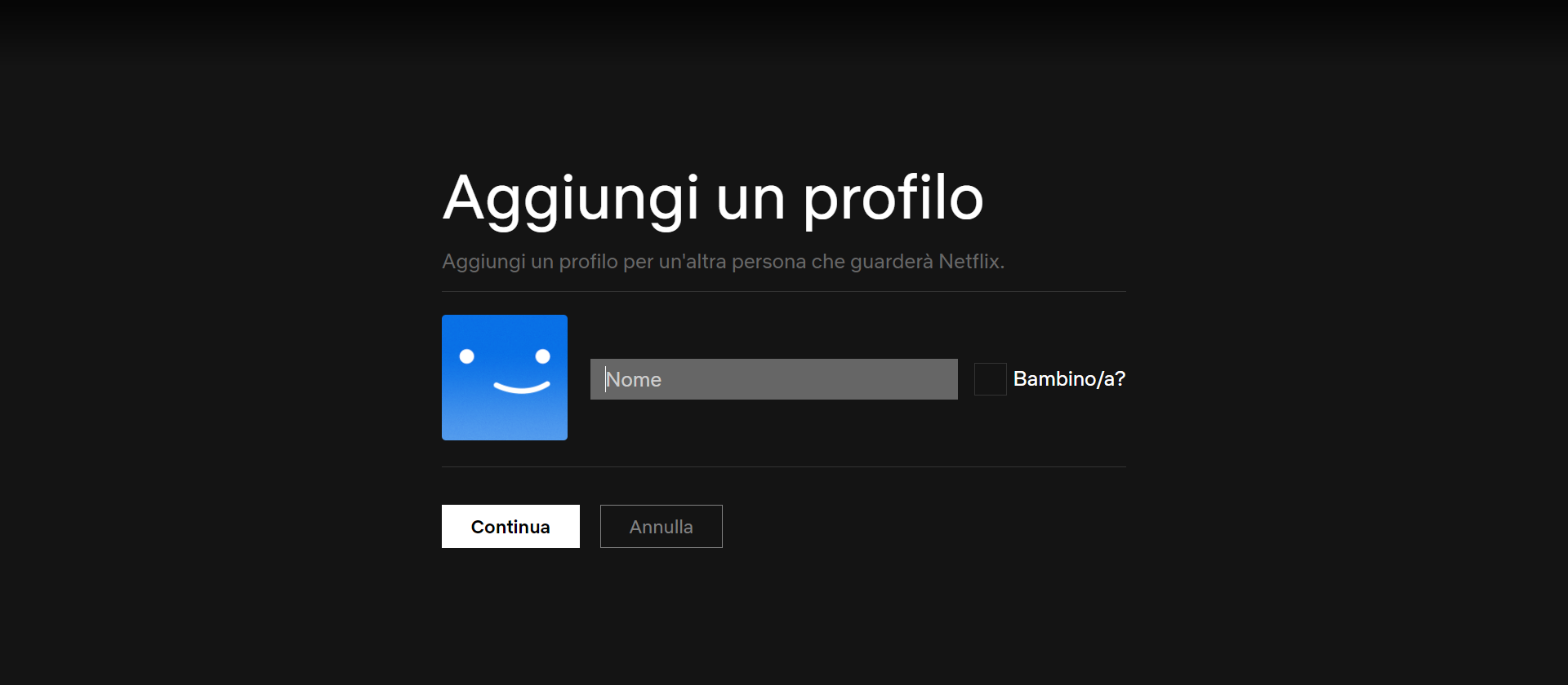 Creare un profilo da desktop