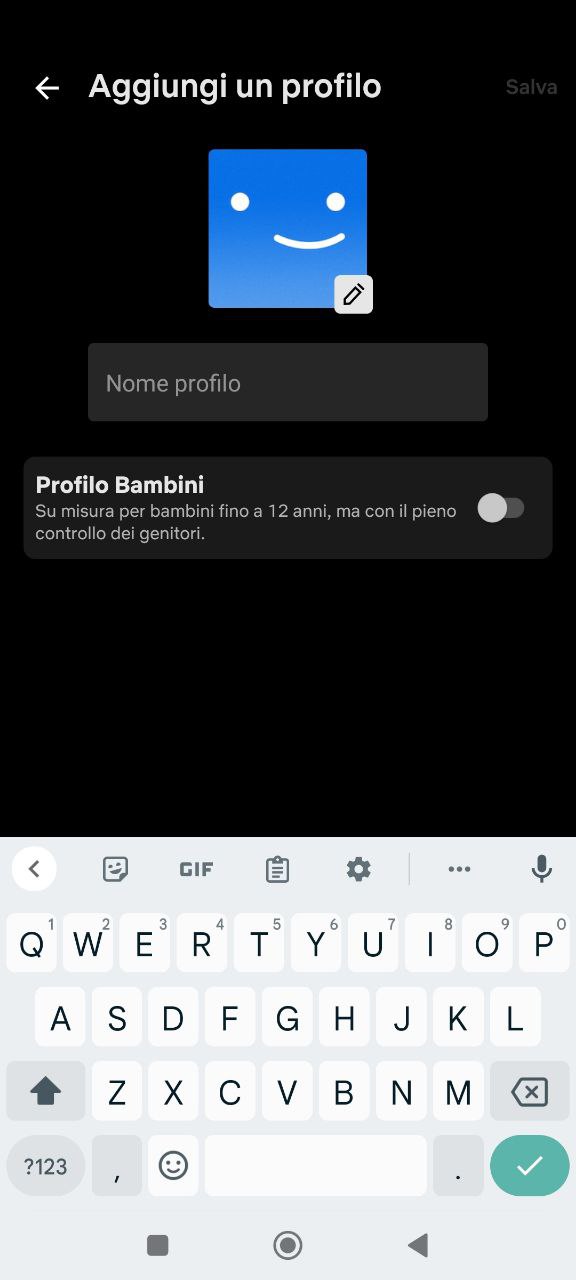 Creare un profilo da app
