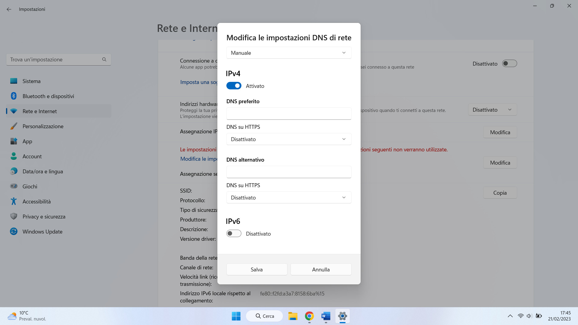 Impostare un DNS in Windows 11 Impostare un DNS in Windows 11