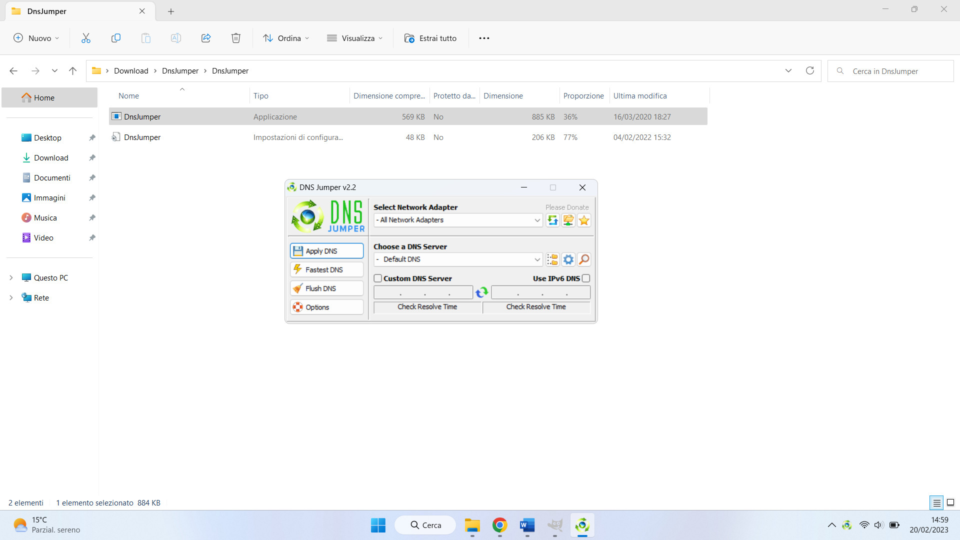 Nuovo server DNS tramite DNS Jumper
