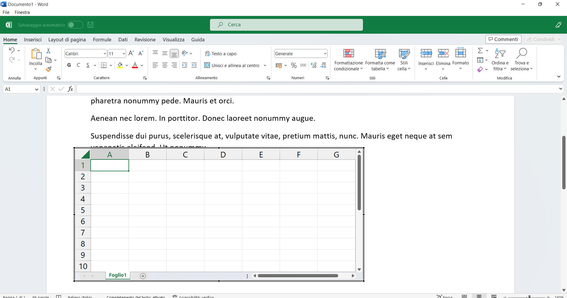 Realizzare una tabella con un foglio di calcolo Excel Realizzare una tabella con un foglio di calcolo Excel