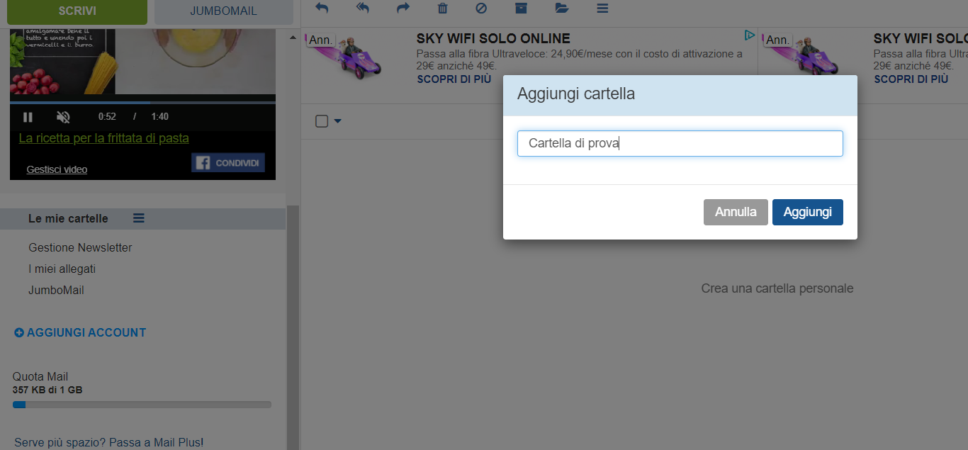 Creare cartella Libero Mail