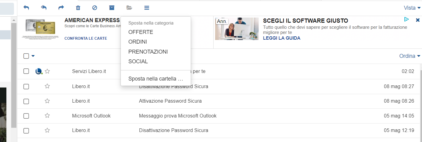 Spostare mail cartelle libero mail