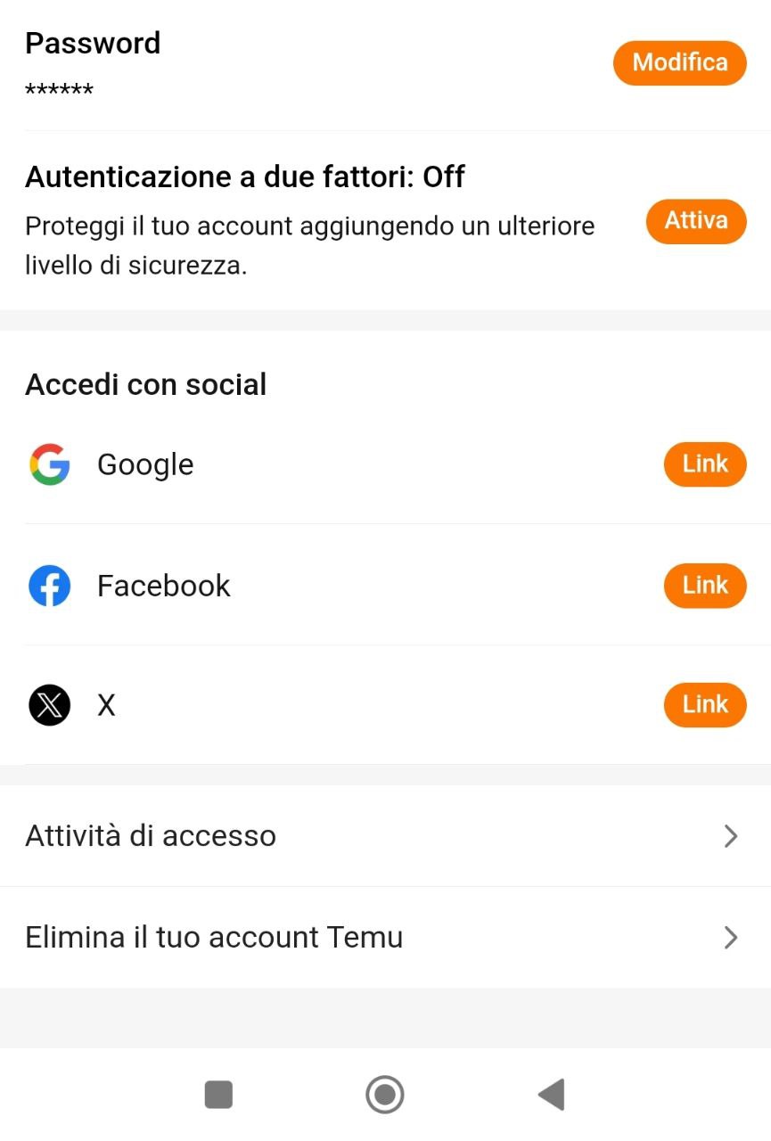Eliminare account temy Eliminare account temy